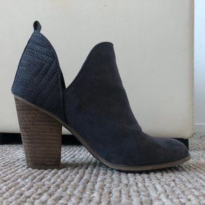 Grey Leather Heeled Booties